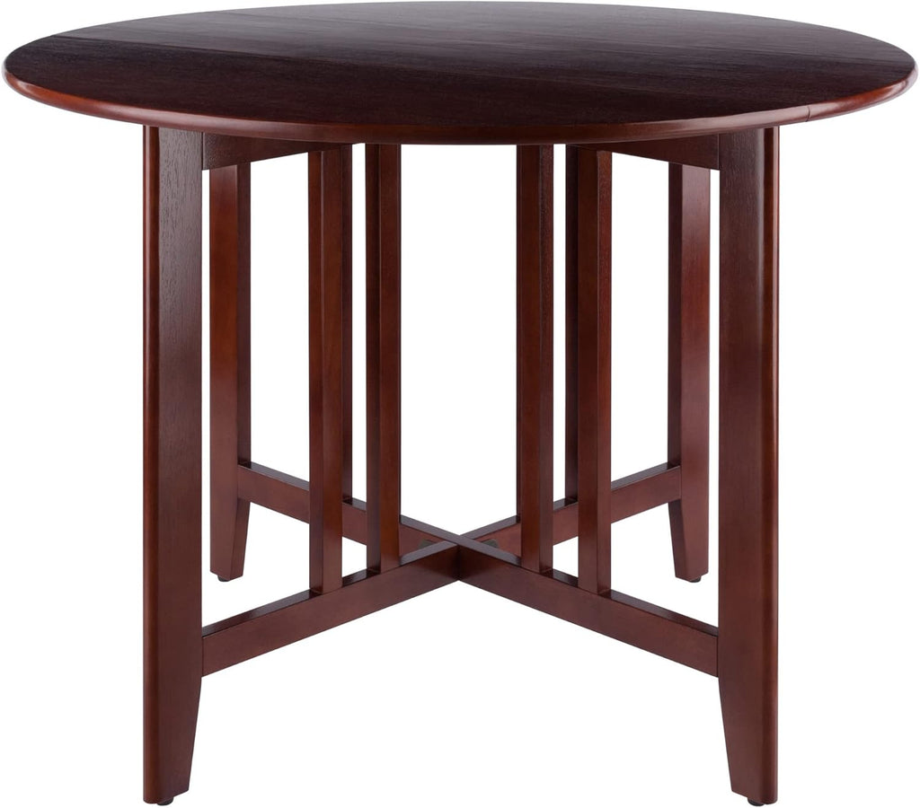 42-Inch Round Drop-Leaf Dining Table, Antique Walnut
