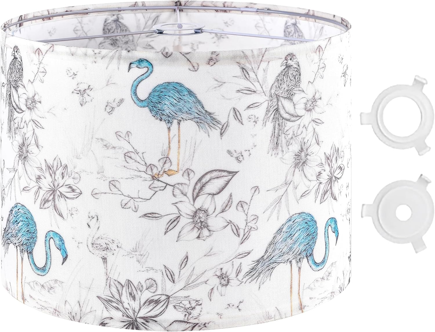 Shadevie Pink Floral Bird Print Drum Lamp Shade – for Table Lamps