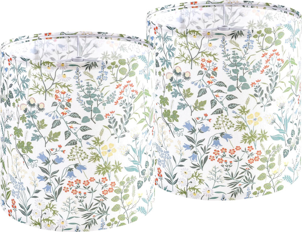 Shadevie Pink Floral Bird Print Drum Lamp Shade – for Table Lamps