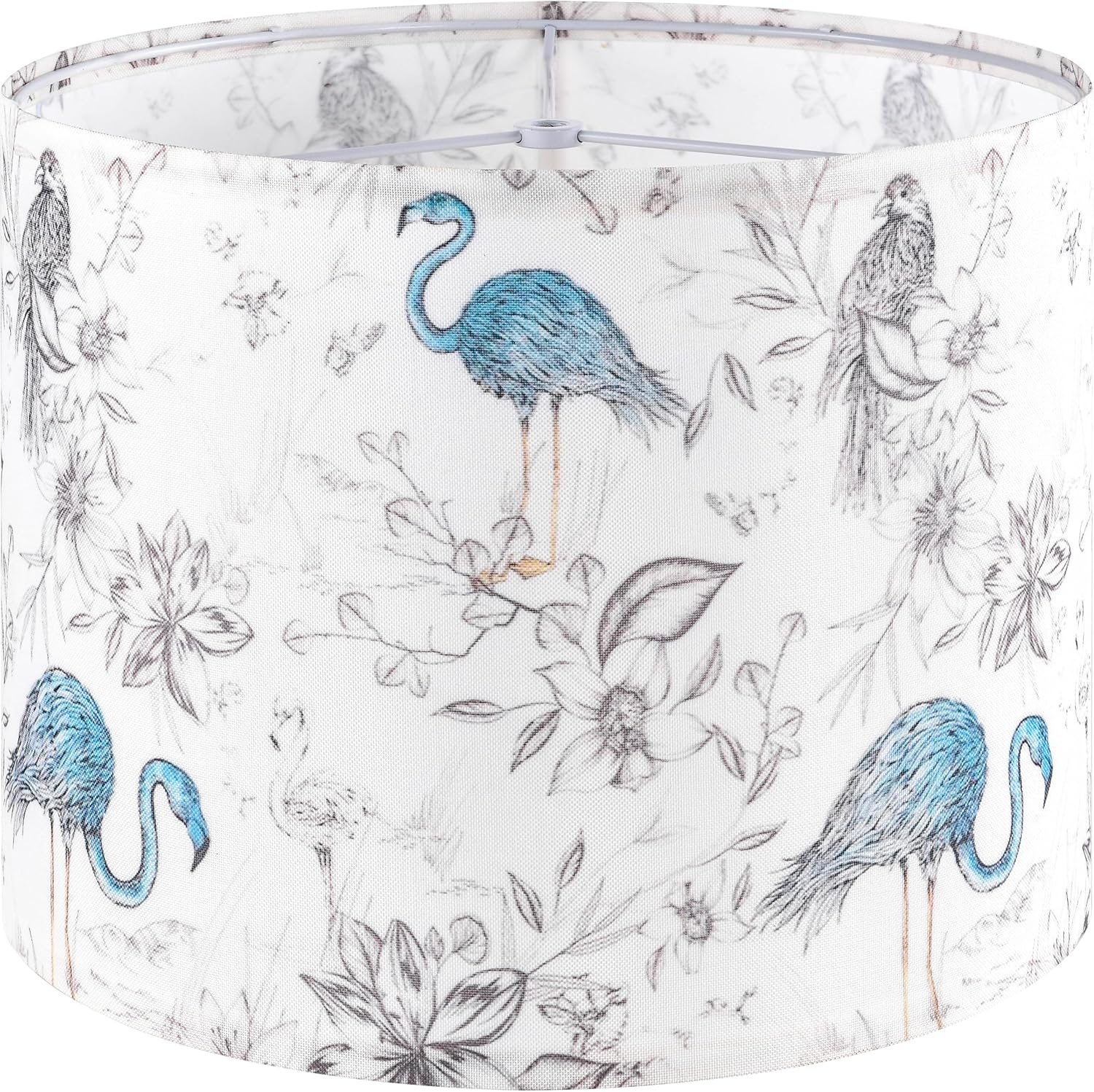 Shadevie Pink Floral Bird Print Drum Lamp Shade – for Table Lamps