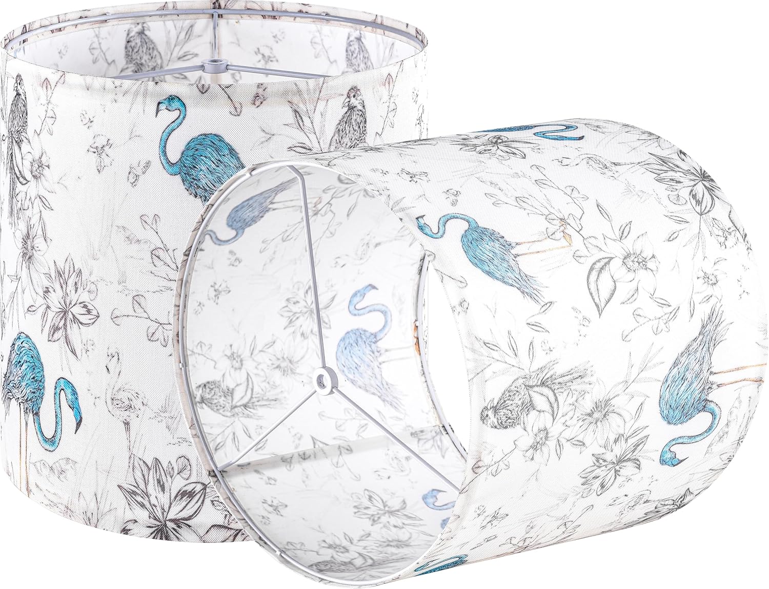 Shadevie Pink Floral Bird Print Drum Lamp Shade – for Table Lamps