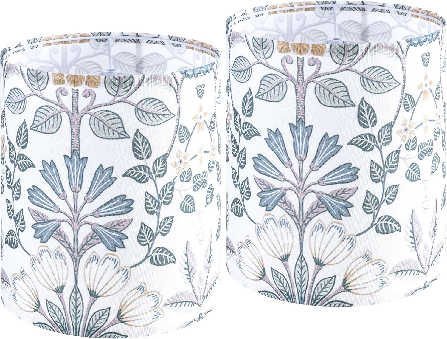 Shadevie Pink Floral Bird Print Drum Lamp Shade – for Table Lamps
