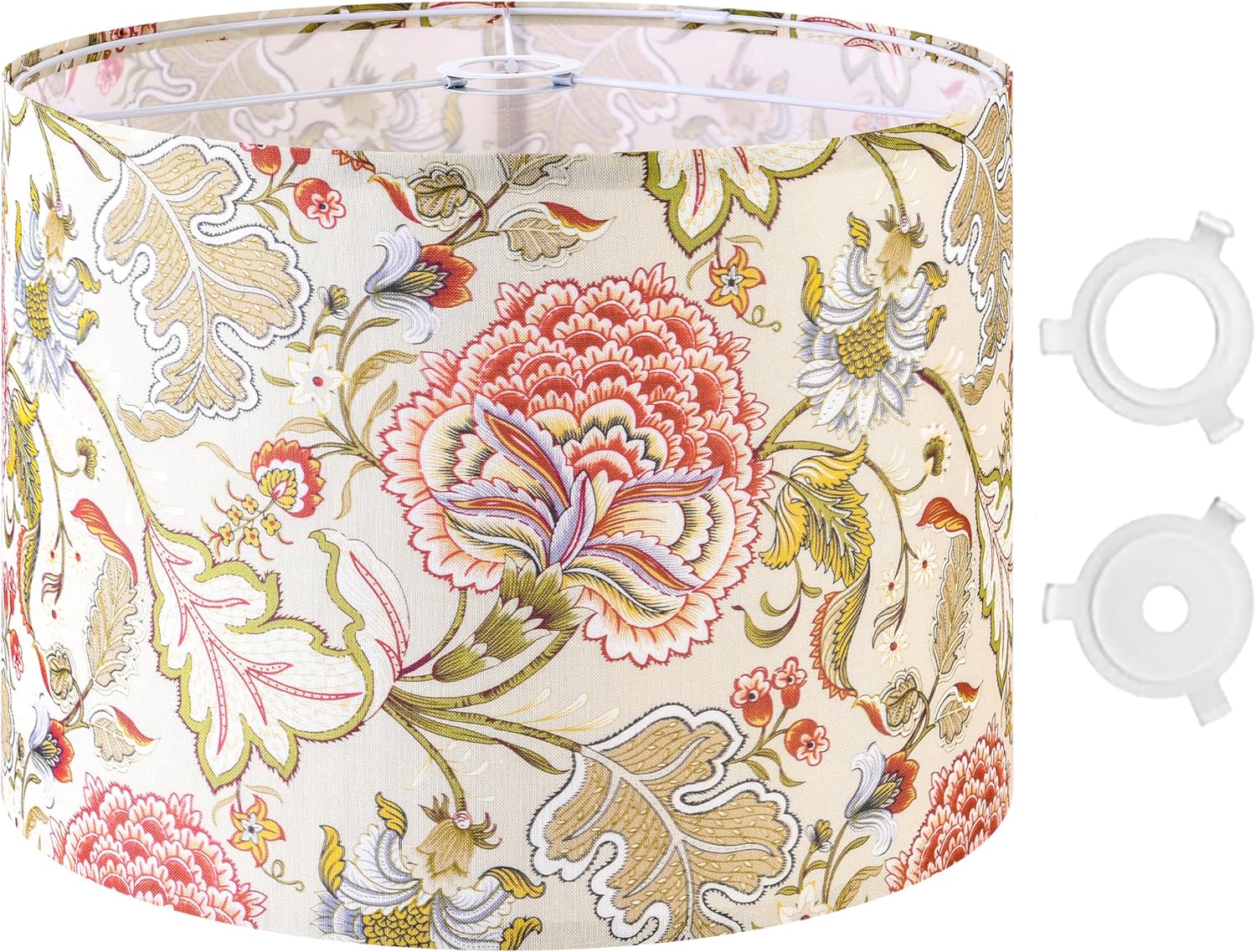Shadevie Pink Floral Bird Print Drum Lamp Shade – for Table Lamps