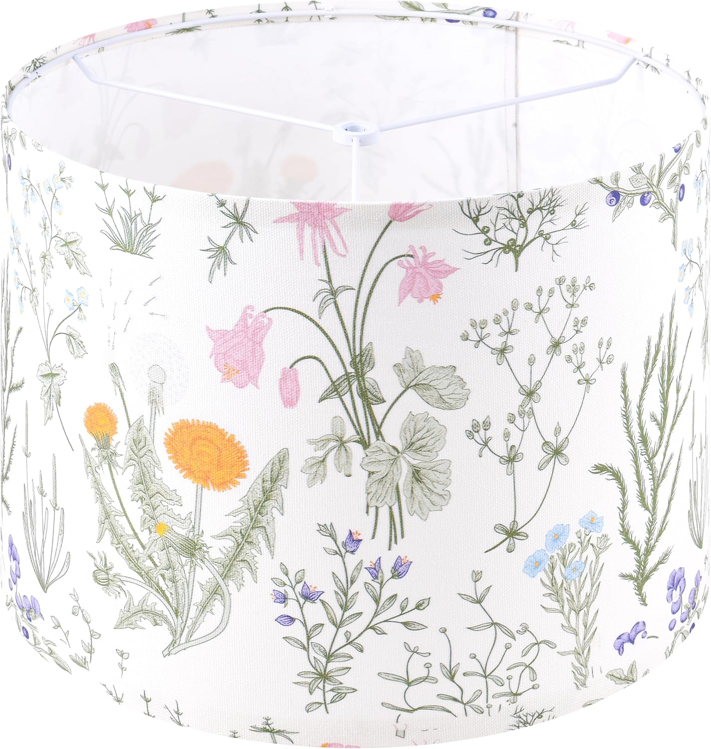 Shadevie Pink Floral Bird Print Drum Lamp Shade – for Table Lamps