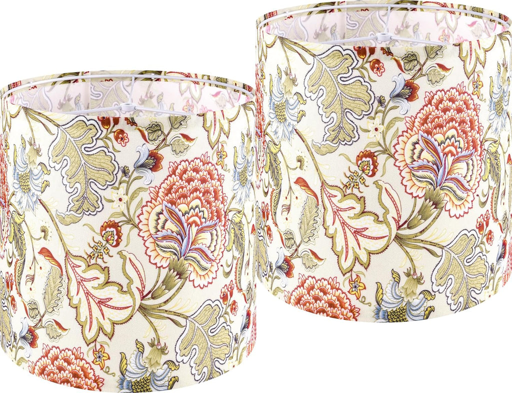 Shadevie Pink Floral Bird Print Drum Lamp Shade – for Table Lamps