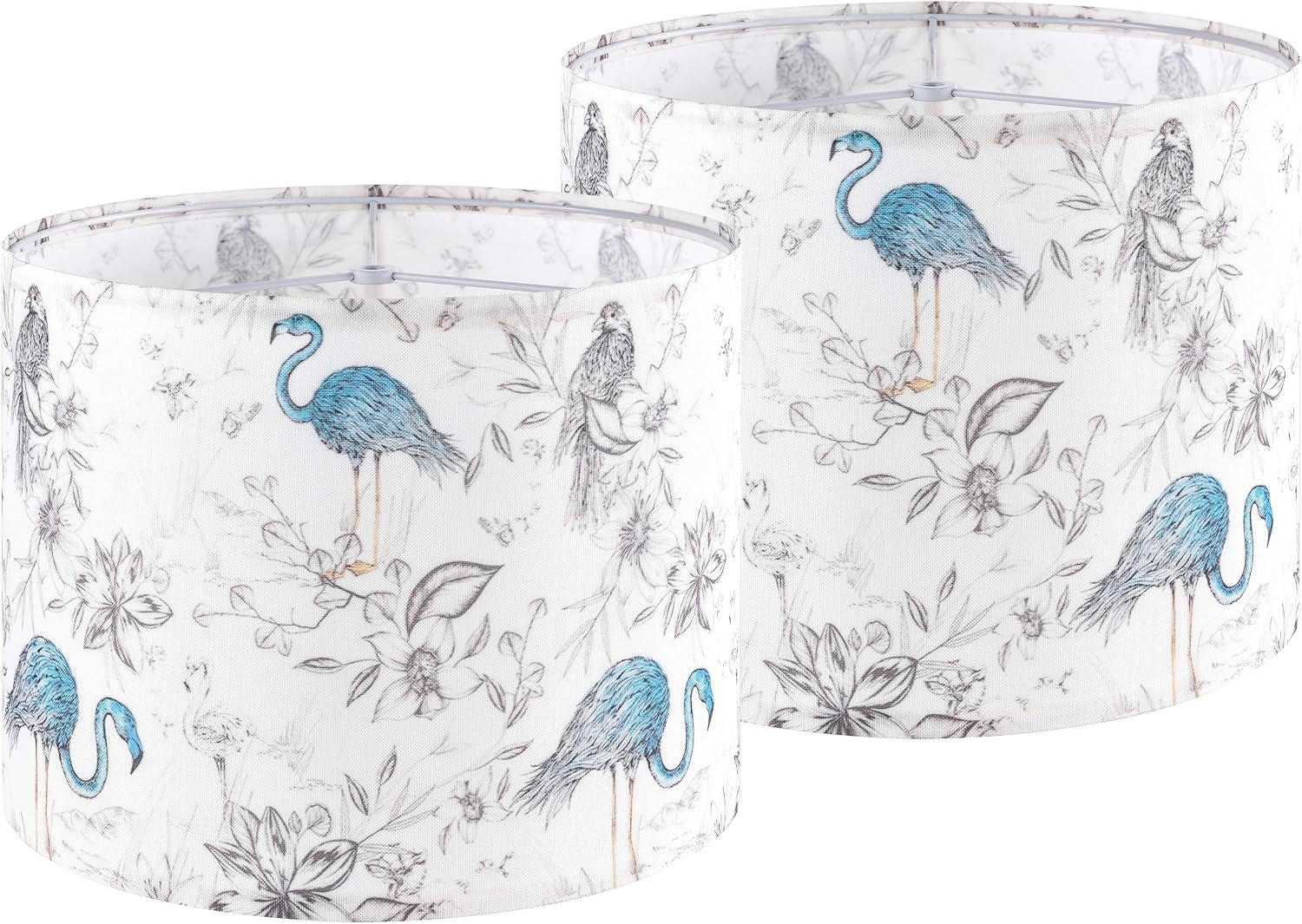 Shadevie Pink Floral Bird Print Drum Lamp Shade – for Table Lamps