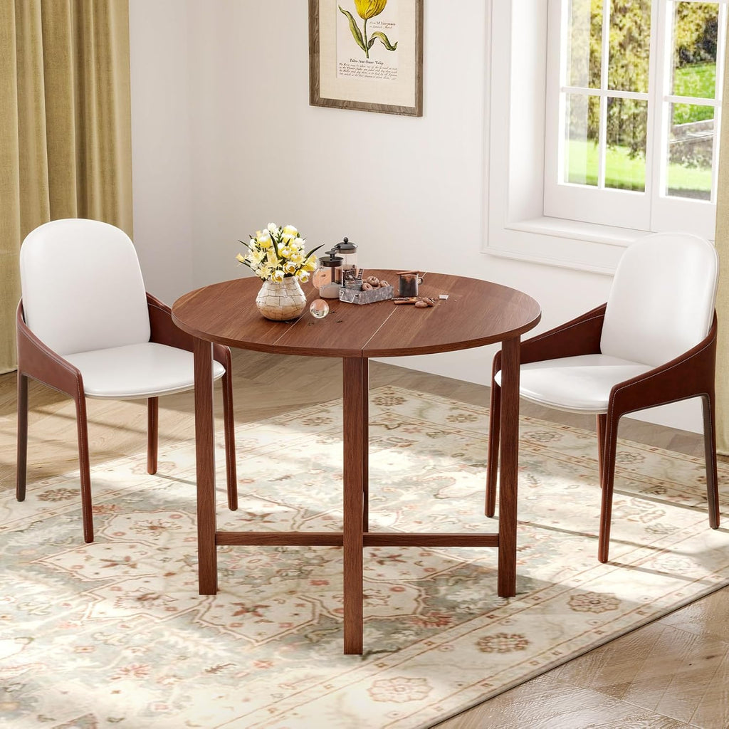 36-Inch Round Drop-Leaf Dining Table, Walnut