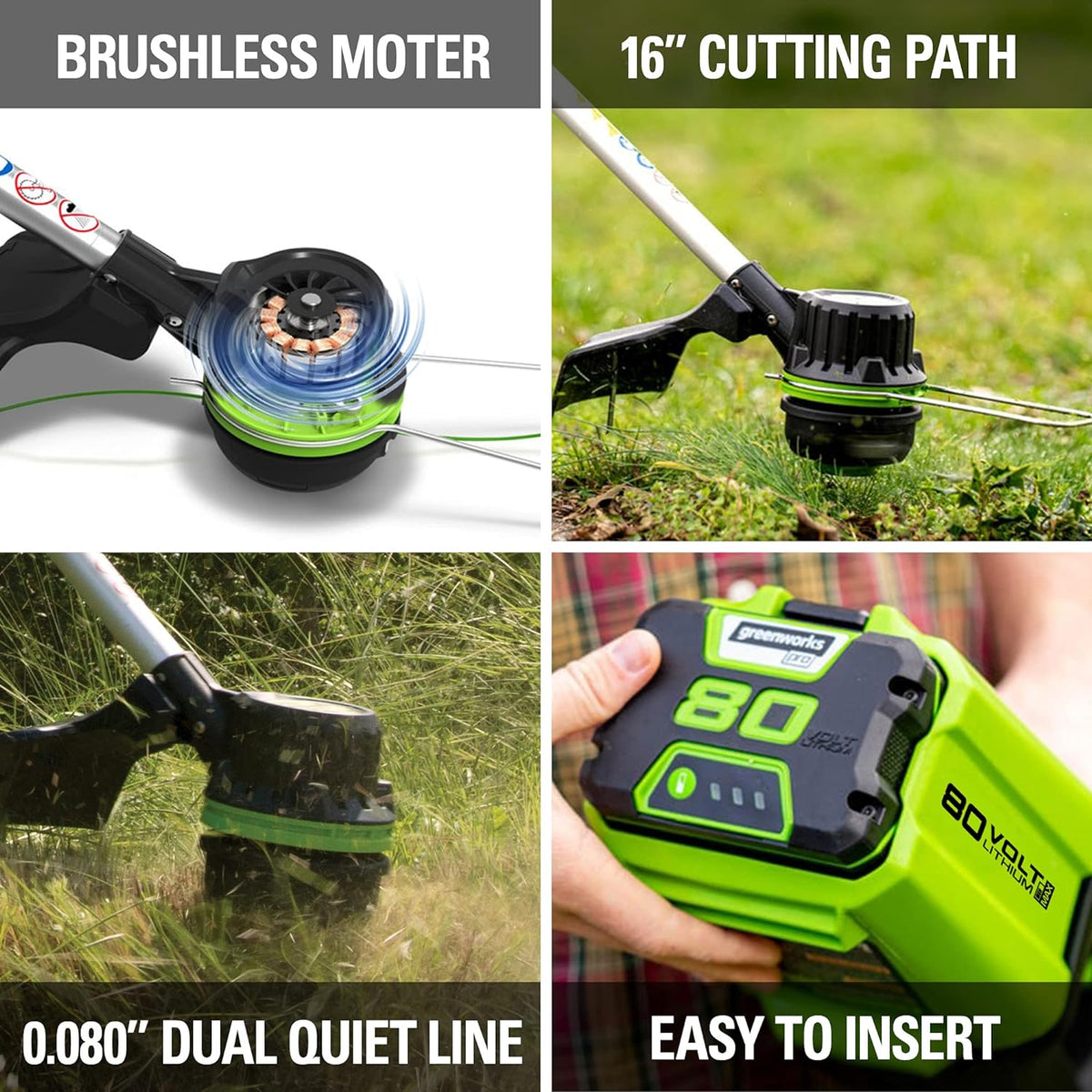80V Cordless String Trimmer with Attachment-Capable Design