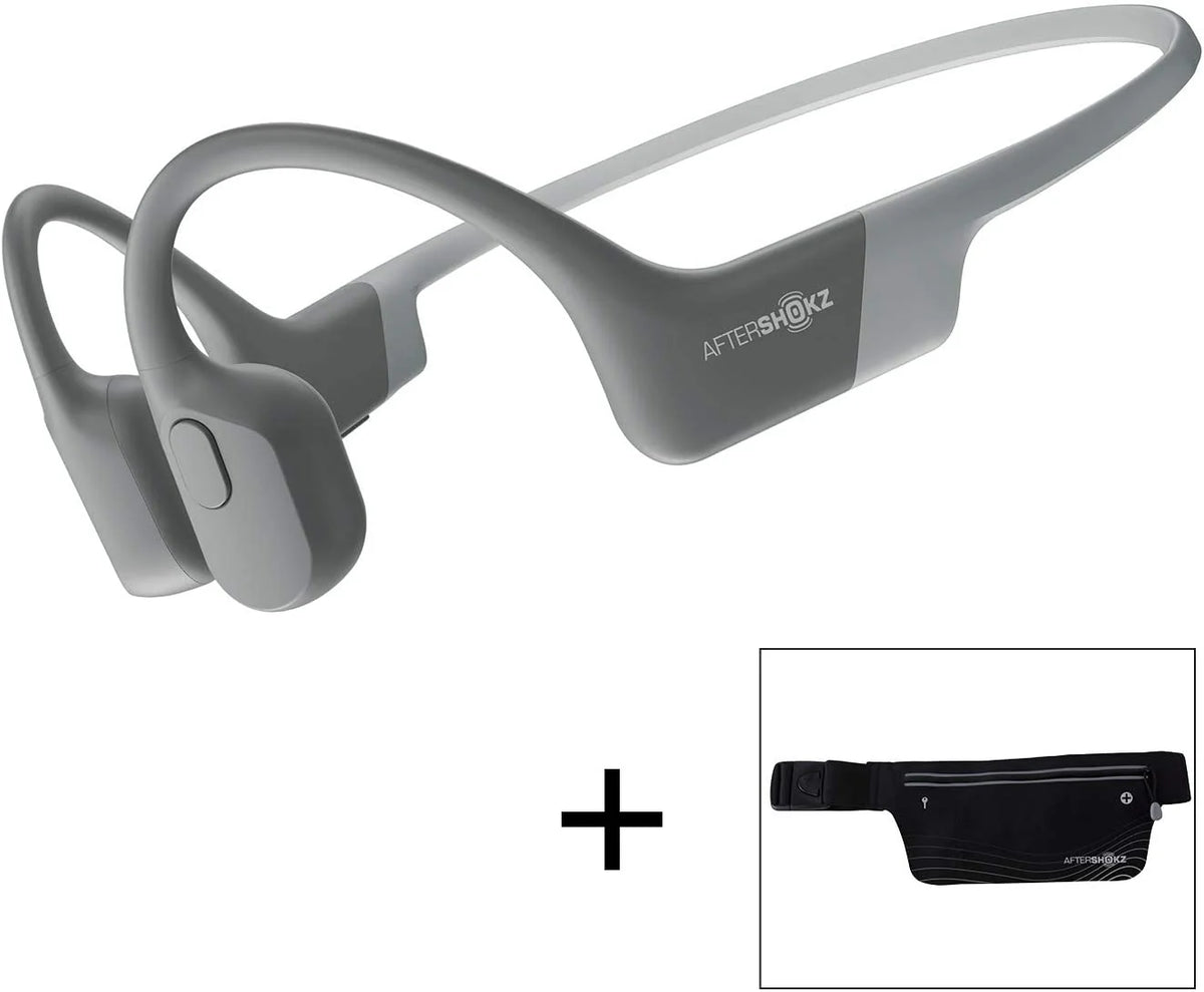 Aeropex Open-ear Wireless Bone Conduction Headphones with Sport Belt, Cosmic Black, 2.3