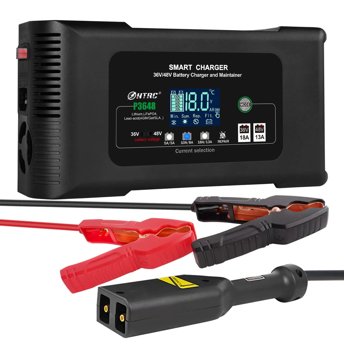 36 Volt Golf Cart Charger 18-AMP Smart Charger, Car Battery Charger,trickle CHARGER,36V,18-AMP and 48V,13-AMP,LITHIUM,LIFEPO4,LEAD-ACID…