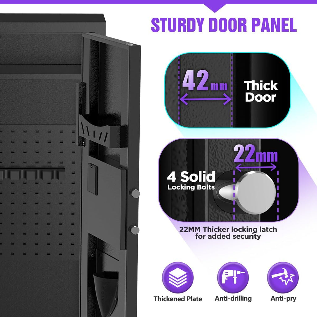Rifle Storage Cabinet with Digital Keypad and Adjustable Interior