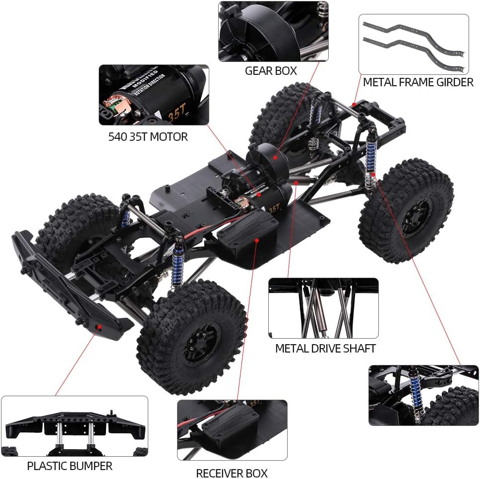 313 mm Wheelbase 1:10 RC Crawler Chassis, Compatible with Axial SCX10 II