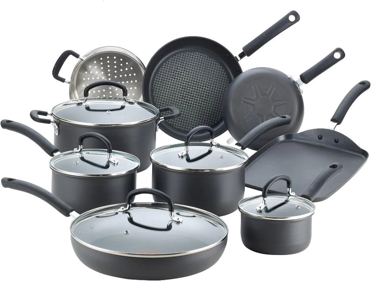 Ultimate Hard Anodized Nonstick Cookware Set 17 Piece, Oven Broiler Safe 400F, Lid Safe 350F, Kitchen Cooking Set W/fry Pans, Saucepans,…
