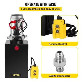 12 qt. 12-VOLT 3200 PSI Hydraulic Power Pump Electric Dump Trailer Pump with Steel Reservoir for Car Lift