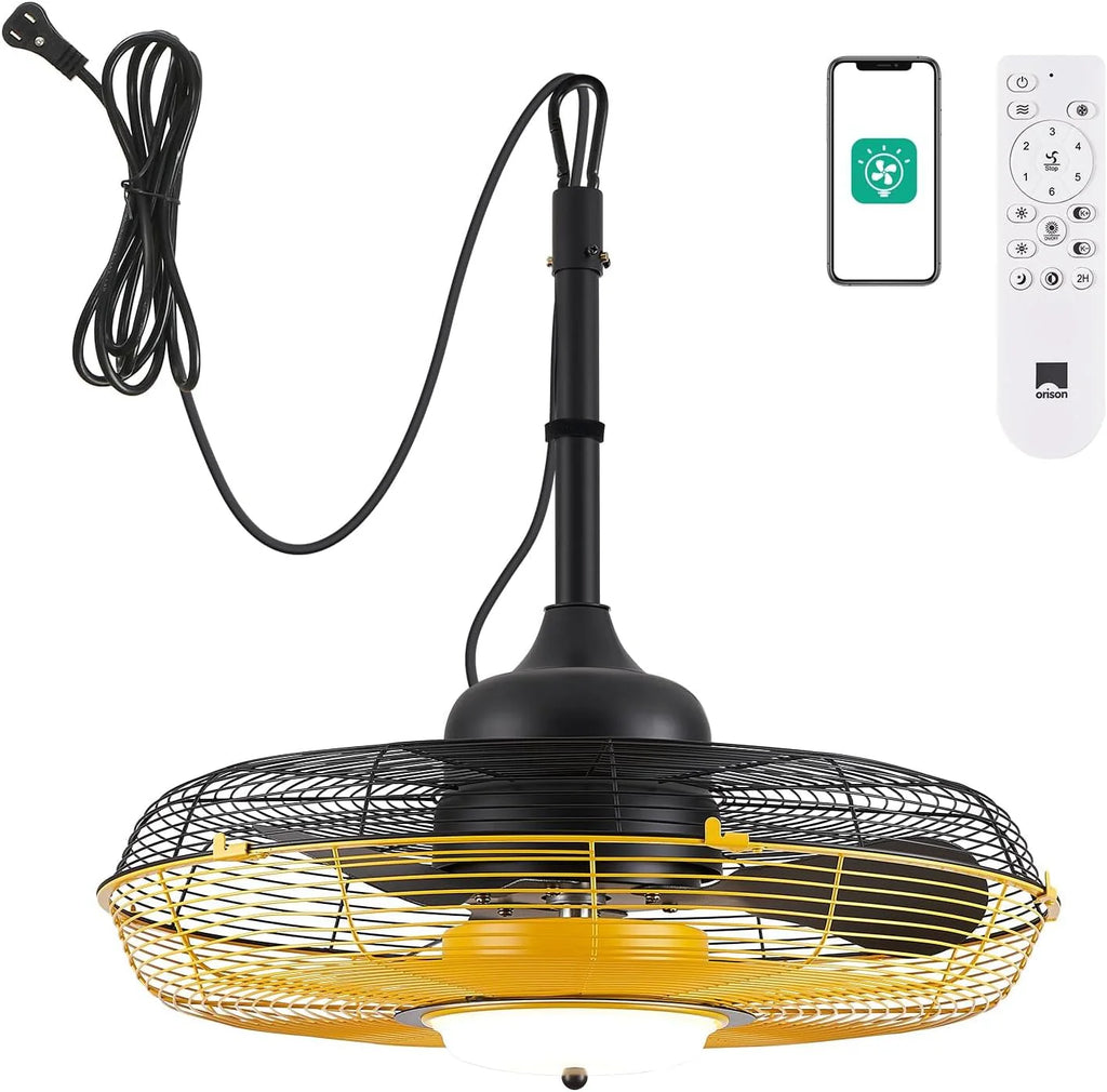 Outdoor Ceiling Fan with Light, Plug in Ceiling Fan with Remote, Gazebo Fans Outdoor Hanging for Patios Waterproof, Wet Rated Hanging Fan…