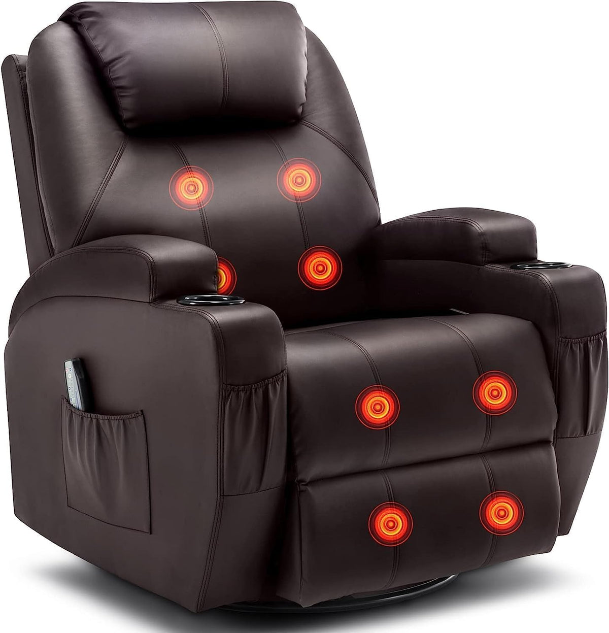 Swivel Rocking Recliner with Massage and Heat