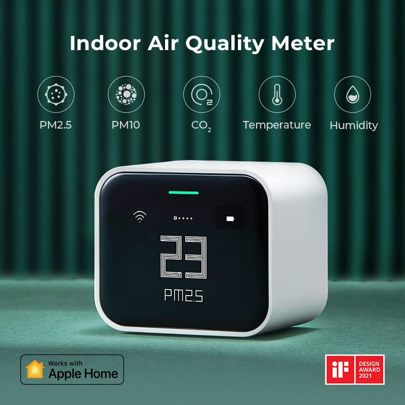 Wi-Fi Air Quality Monitor for CO2, PM2.5 and PM10, Compatible with Apple HomeKit