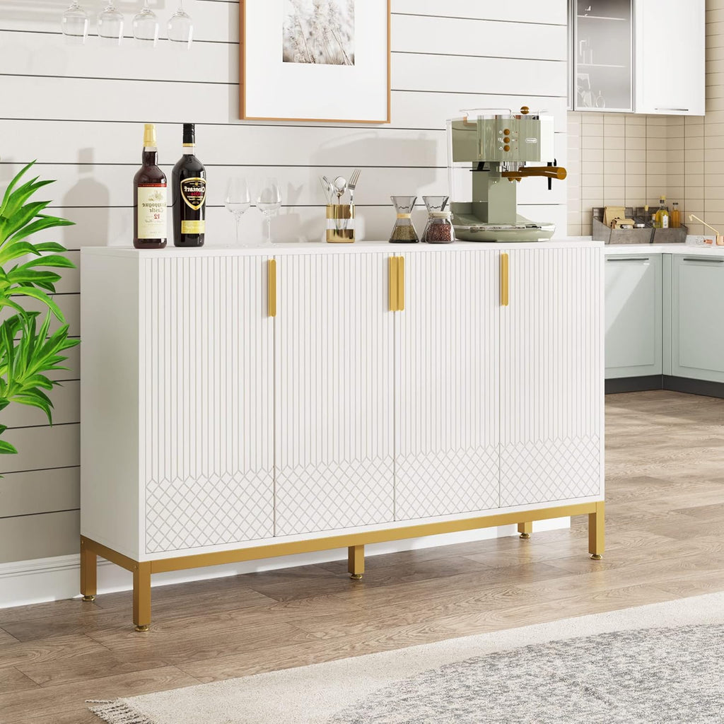 59-Inch Four-Door Buffet Cabinet, Black and Gold