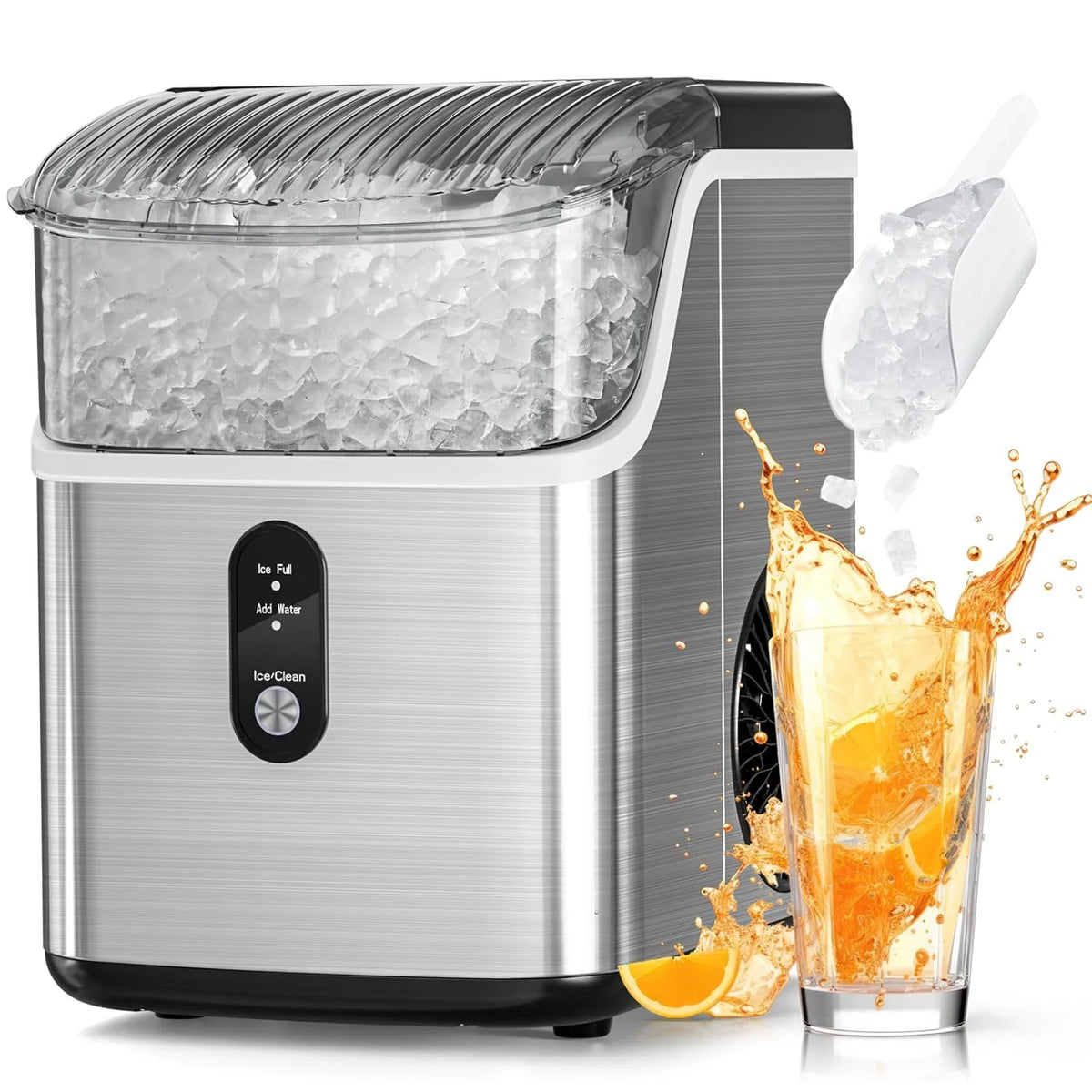 Ice Makers Countertop, Pebble Ice Machine with Chewable Pellet Ice, 34LBS/24H, Self-cleaning, Sonic Ice, One-click Operation, for…