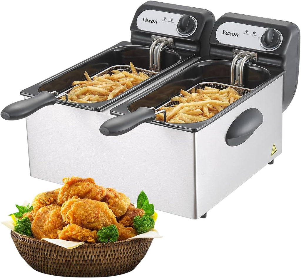 3000W Commercial Electric Deep Fryer with Baskets & LIDS,2X3L Stainless Steel Double Deep Fryer,small Deep Fryer with Basket,temperature…