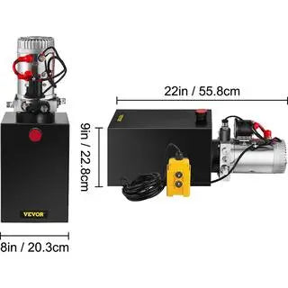 12 qt. 12-VOLT 3200 PSI Hydraulic Power Pump Electric Dump Trailer Pump with Steel Reservoir for Car Lift