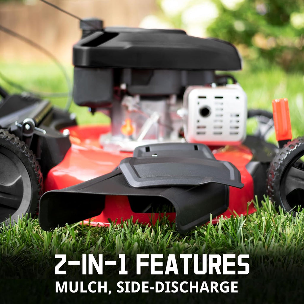 21-Inch 144cc Gas Push Lawn Mower with Mulching and Side Discharge