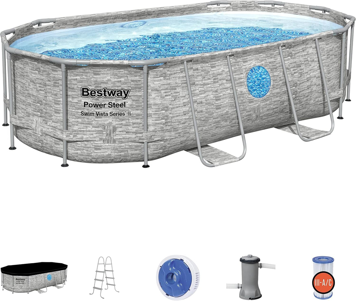 14 ft x 8 ft 2 in Above-Ground Pool Set with Filter Pump and Ladder