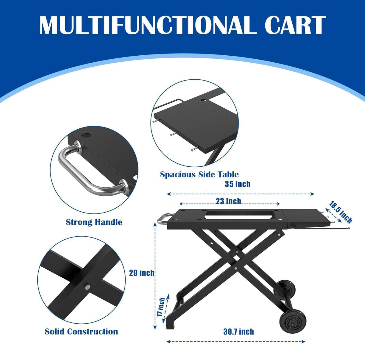 Folding Grill Cart Compatible with Blackstone 17- and 22-Inch Griddles