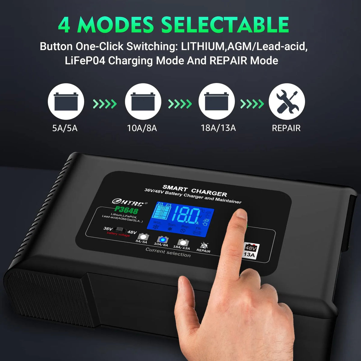 36 Volt Golf Cart Charger 18-AMP Smart Charger, Car Battery Charger,trickle CHARGER,36V,18-AMP and 48V,13-AMP,LITHIUM,LIFEPO4,LEAD-ACID…