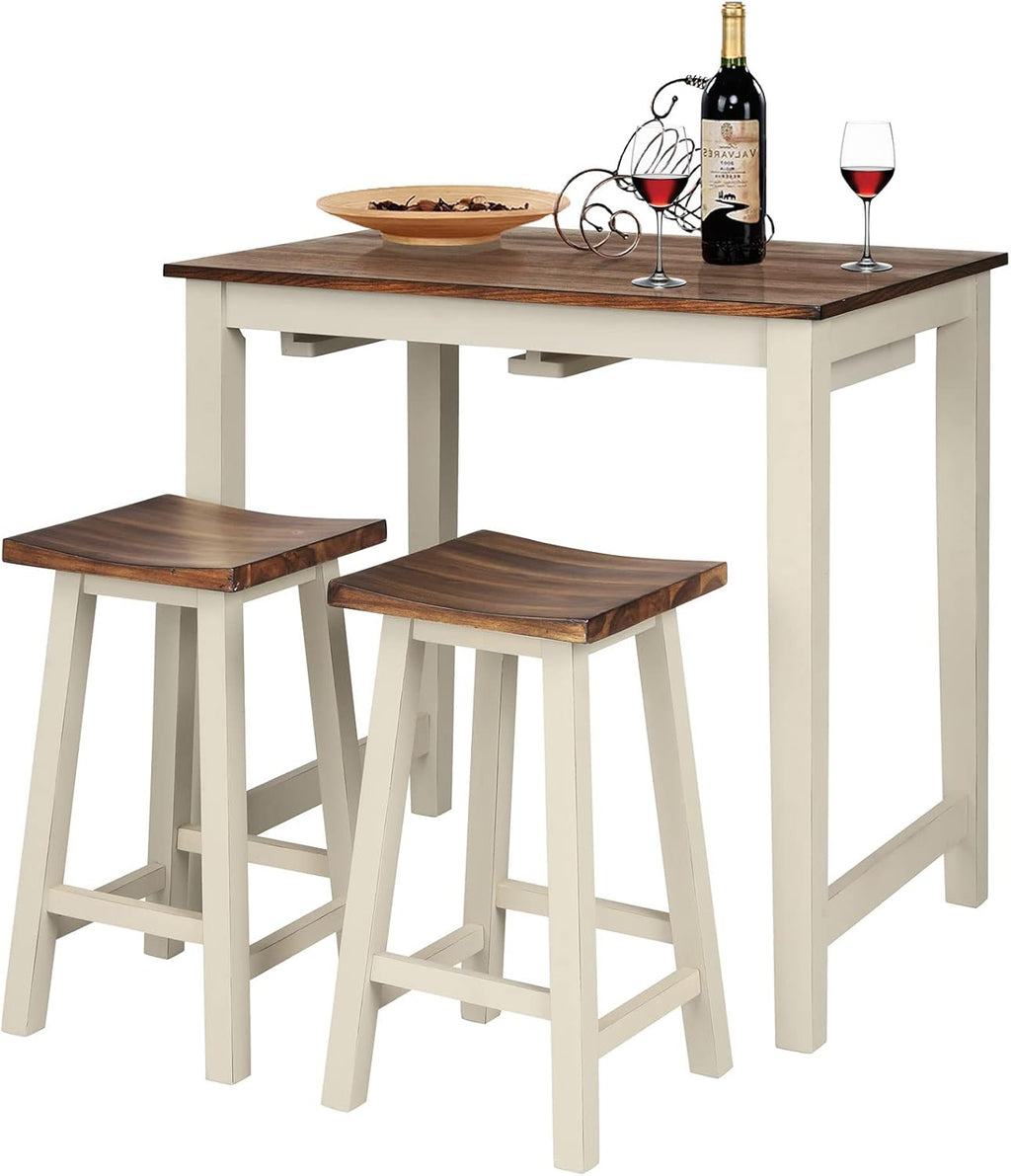 3-Piece Counter-Height Dining Set with Two Saddle Stools