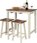 3-Piece Counter-Height Dining Set with Two Saddle Stools