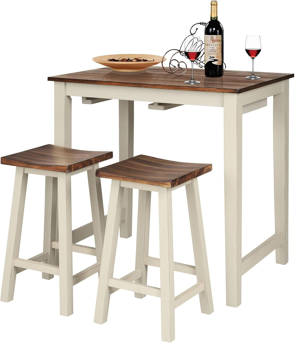 3-Piece Counter-Height Dining Set with Two Saddle Stools