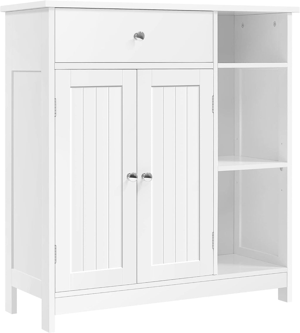 Freestanding Storage Cabinet with Doors, Drawer and Adjustable Shelves