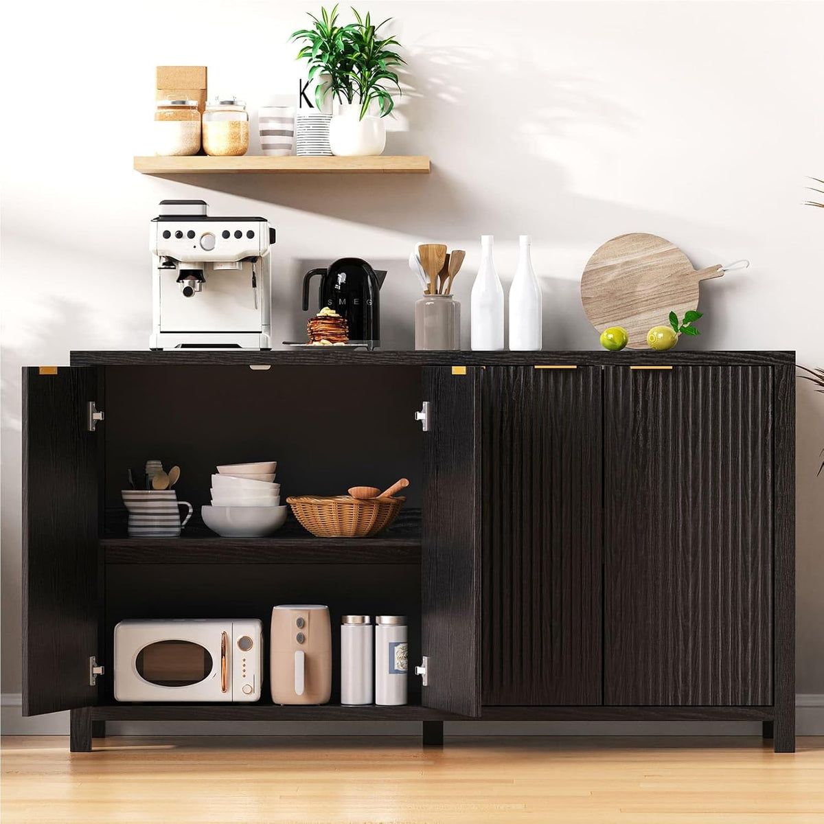 55-Inch Fluted Sideboard Cabinet with 4 Doors