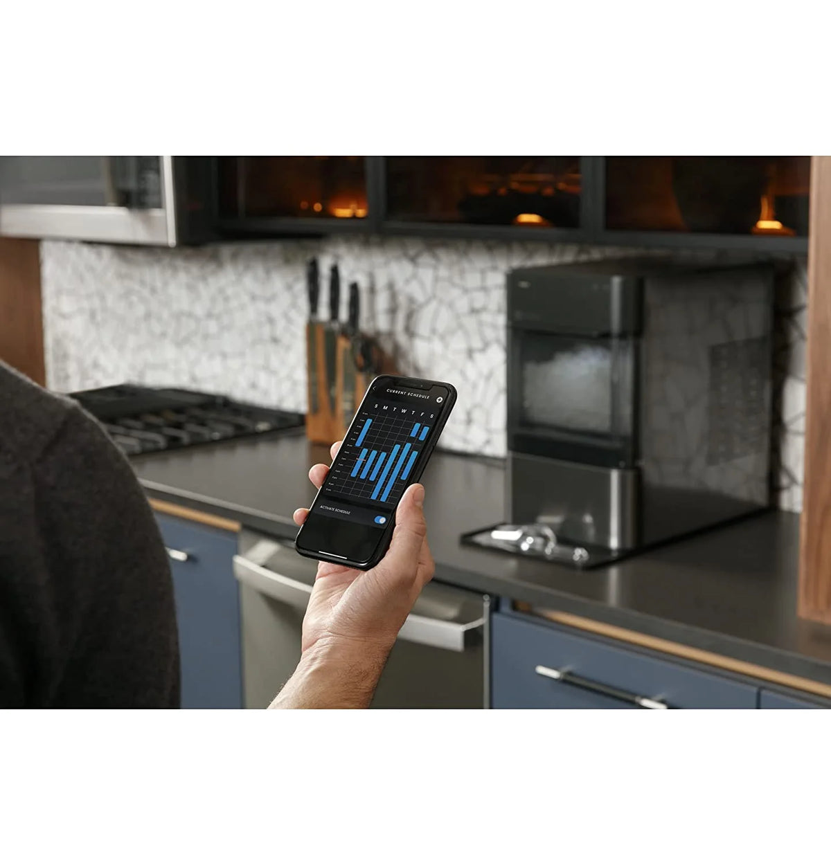 2.0 Countertop Nugget Ice Maker | Ice Machine with Wifi Connectivity | Smart Home Kitchen Essentials | Black Stainless