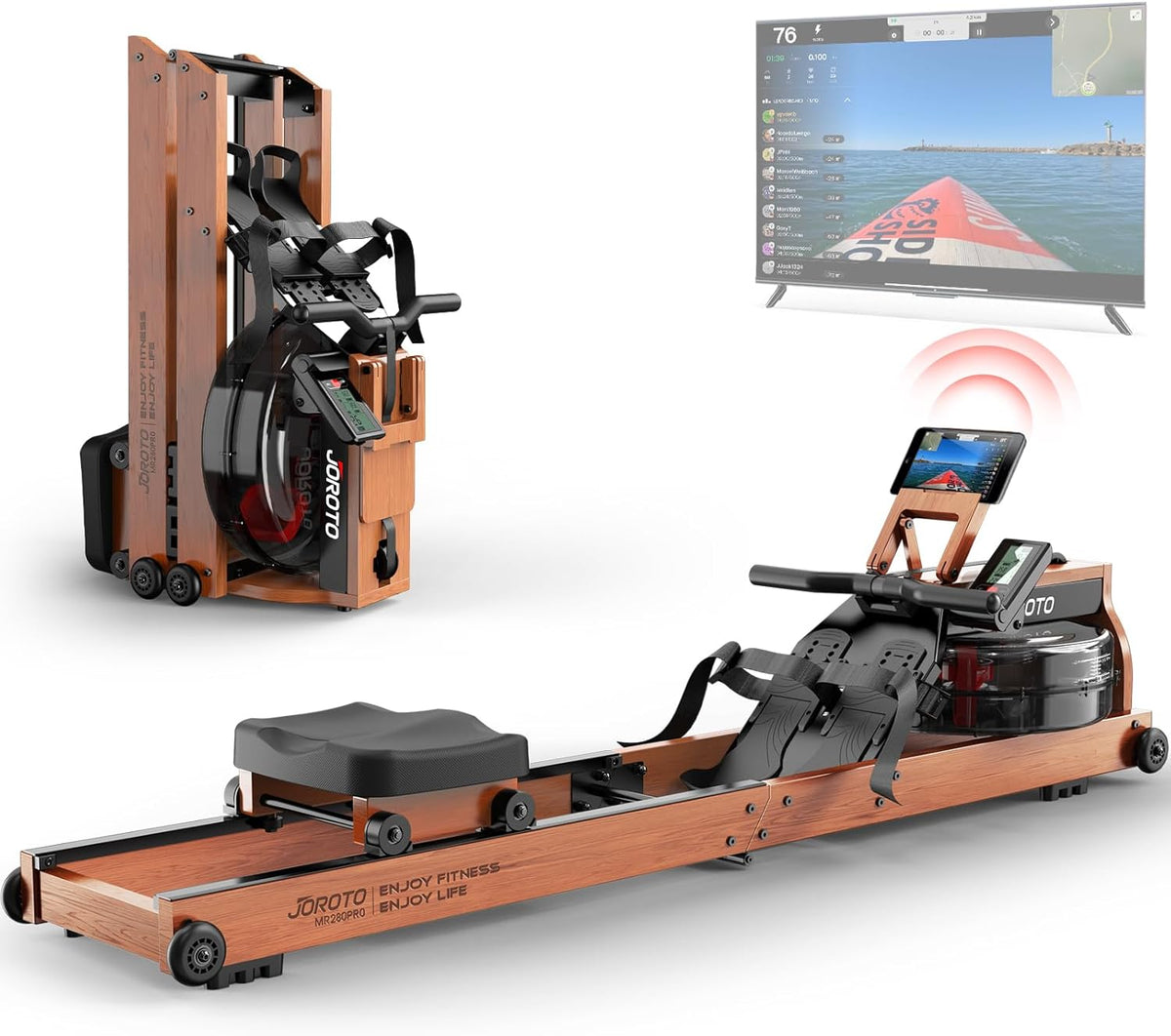 Folding Water Rowing Machine with Bluetooth Monitor