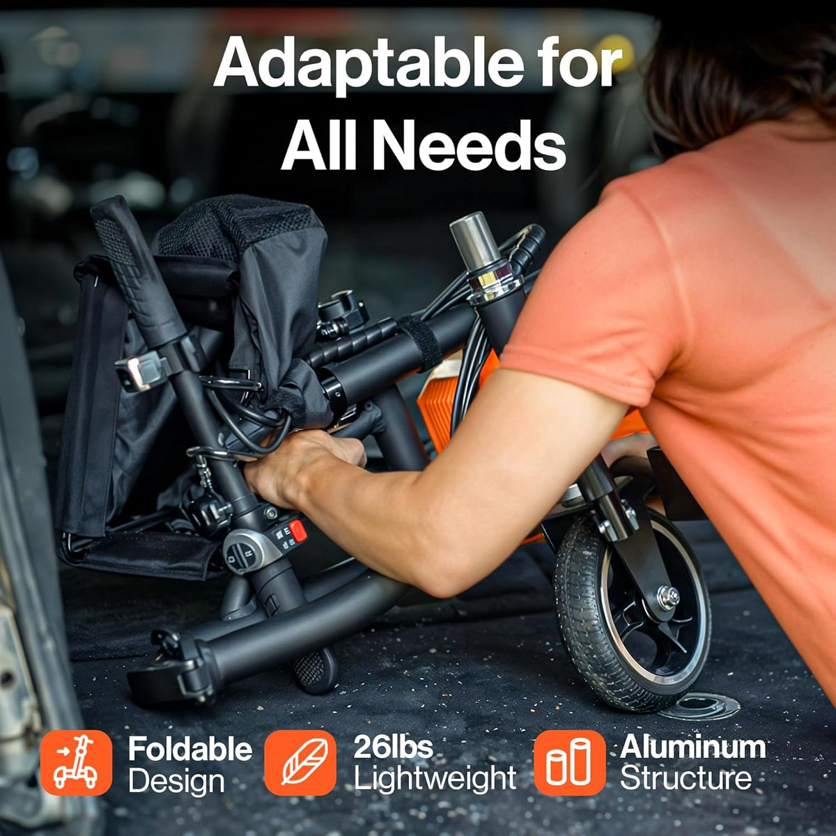 3-Wheel Folding Mobility Scooter with Removable Batteries