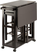 3-Piece Drop-Leaf Table Set with Stools and Drawers
