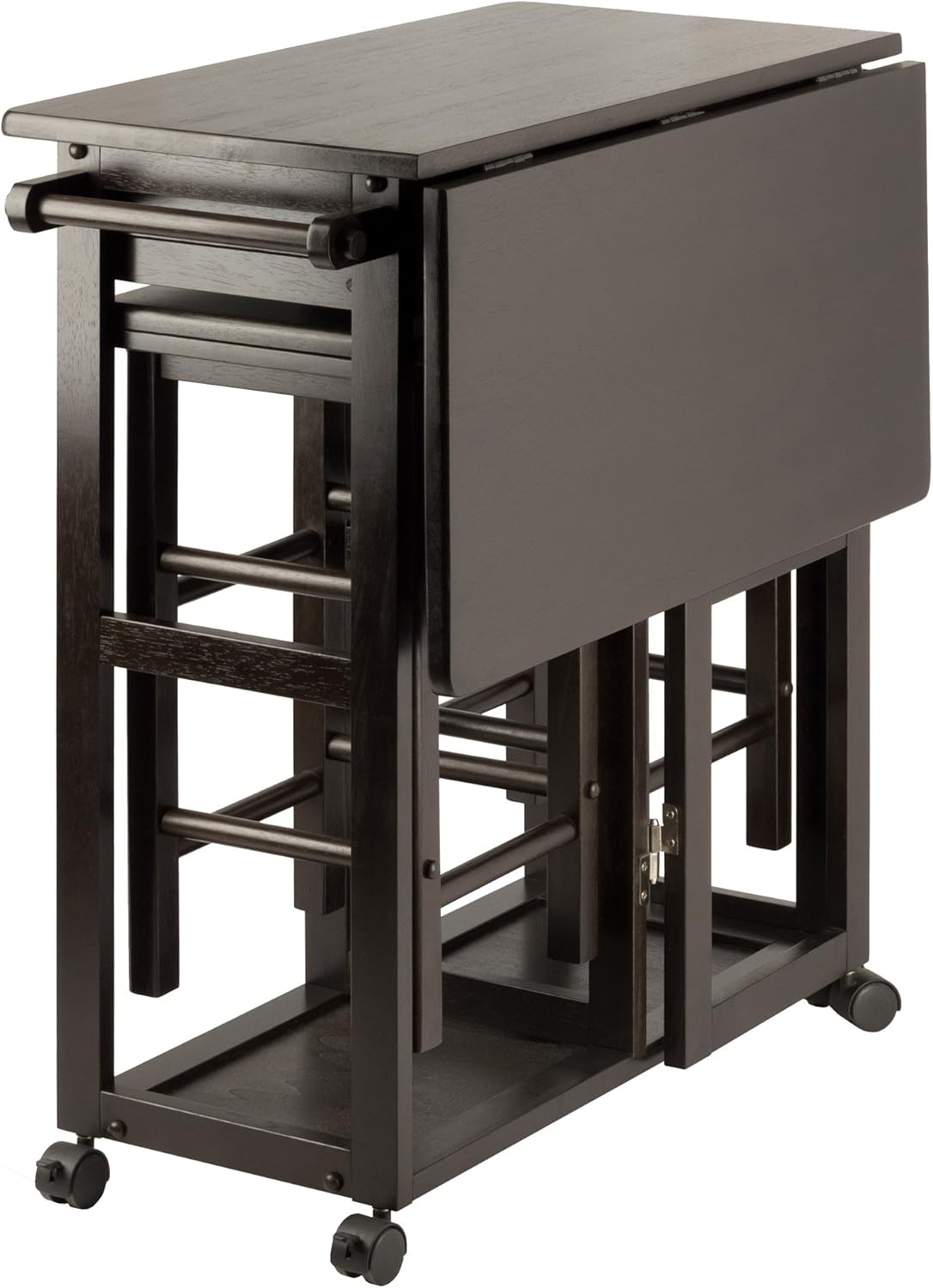 3-Piece Drop-Leaf Table Set with Stools and Drawers