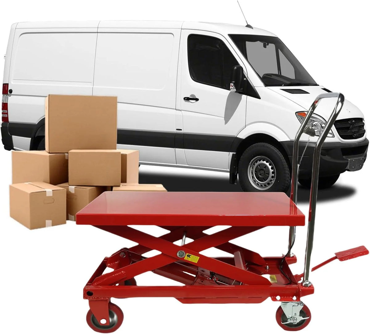 660LBS Hydraulic Lift Table Cart - 31" Lift Height, Double Scissor Design with 4 Wheels & Non-slip Pad for Material Handling