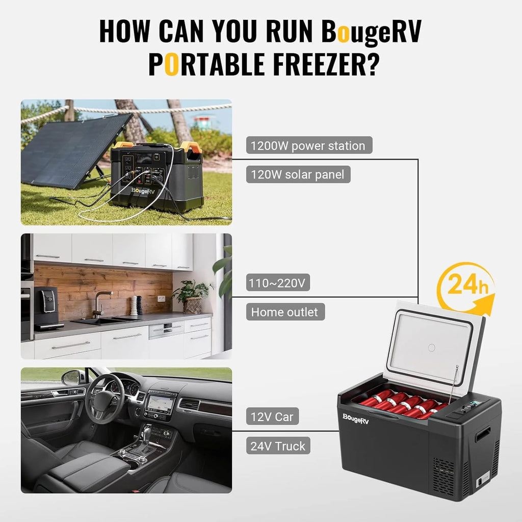 12 Volt Refrigerator 12V Car Fridge 23 quart Portable Freezer Compressor Cooler 12/24V Dc 110~240 Volt AC for Truck Van RV Camper Suv Travel…