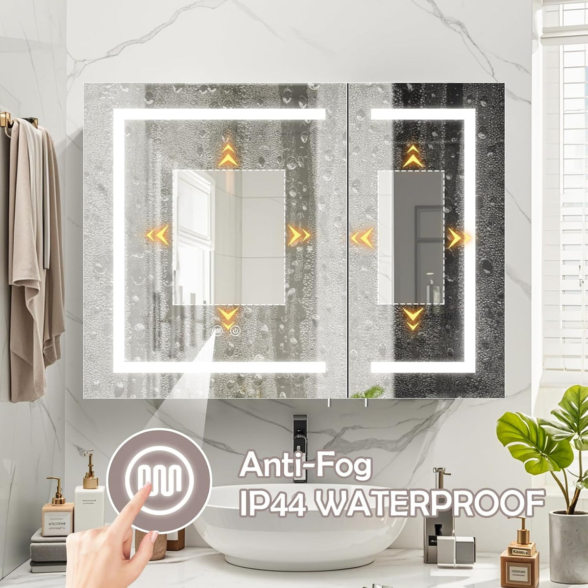 Wall-Mounted LED Bathroom Mirror Cabinet with Anti-Fog Function