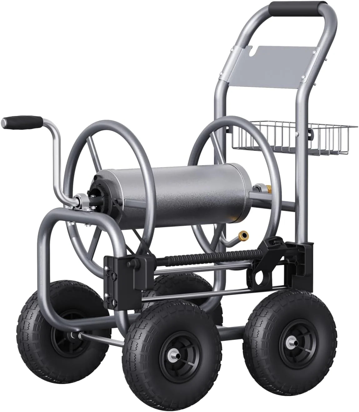 Hose Reel Cart, Hose Cart with Wheels Heavy Duty, Industrial Hose Reels for Outside, 250-FEET of 5/8" Hose Capacity, Hose Guide…