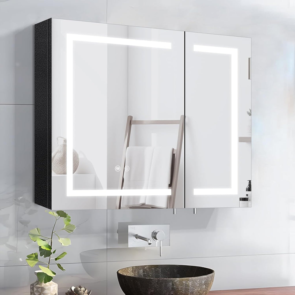 Wall-Mounted LED Bathroom Mirror Cabinet with Anti-Fog Function