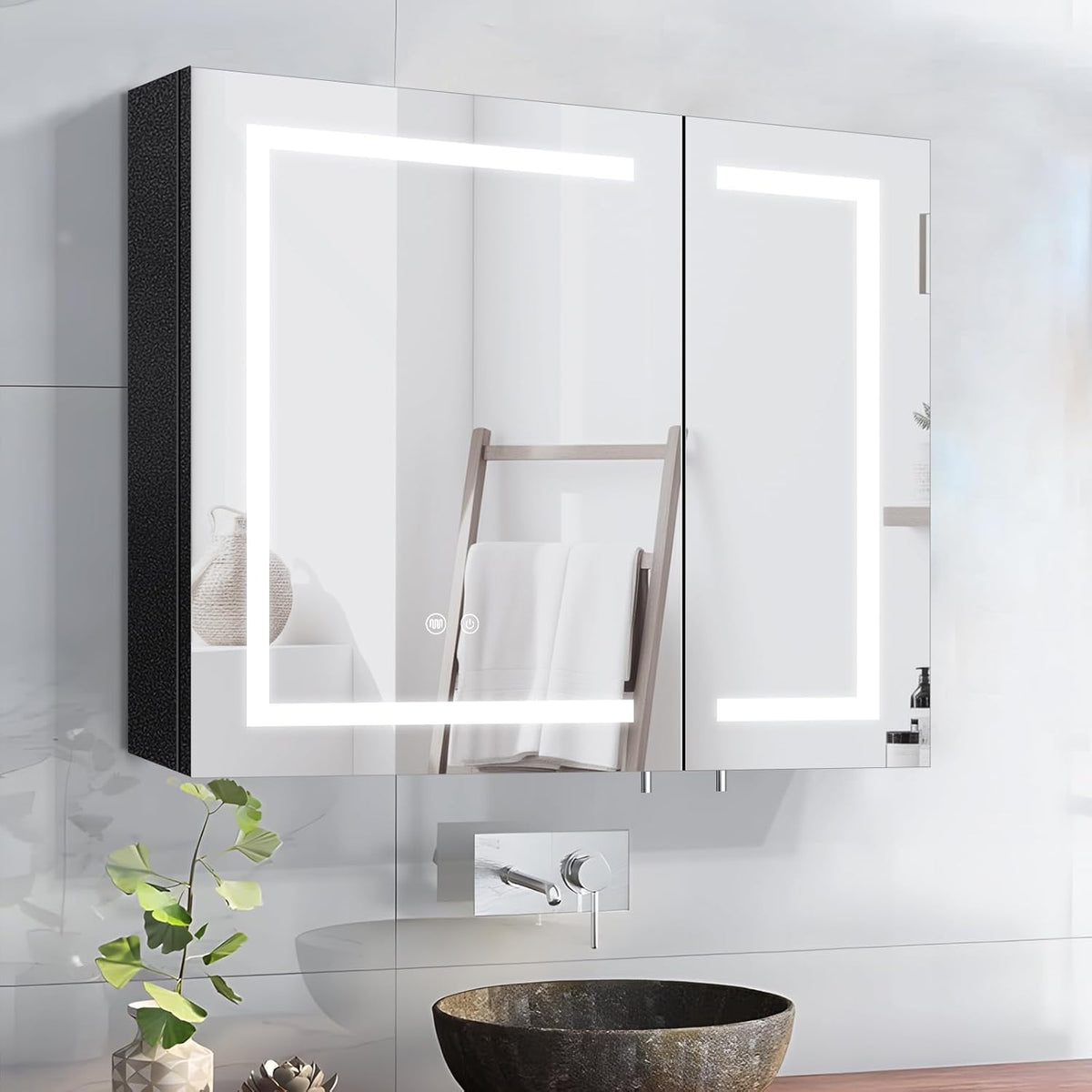 Wall-Mounted LED Bathroom Mirror Cabinet with Anti-Fog Function
