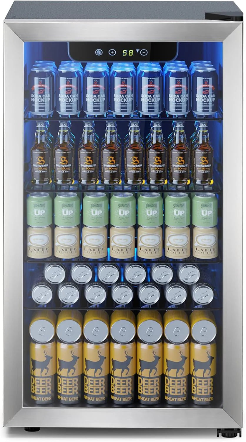 Mini Fridge 130 Can Beverage Refrigerator Cooler, 3.2 Cu.ft Drink Fridge for Soda Wine Beer, Adjustable Temperature Control for Home Office,…