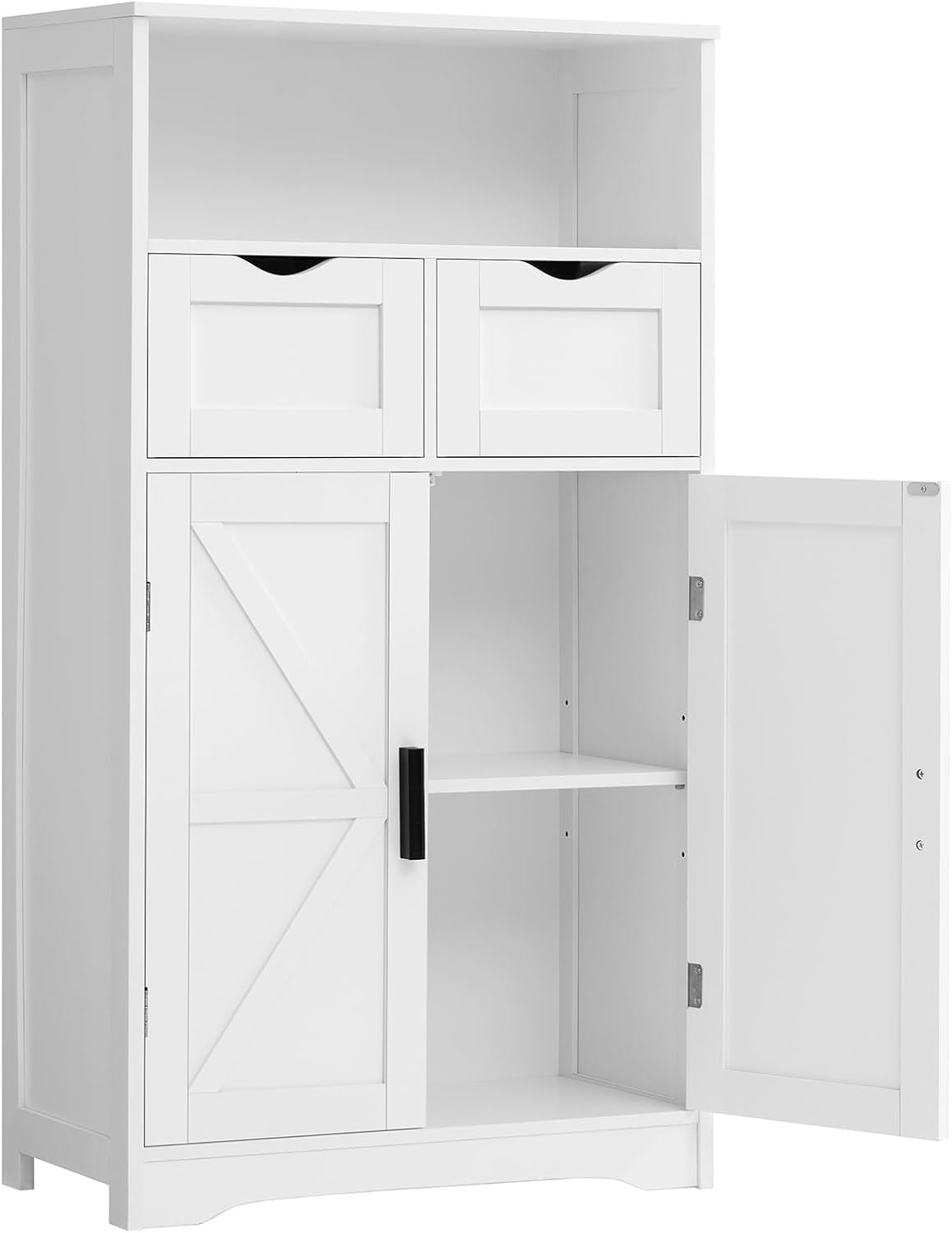 Freestanding Storage Cabinet with 2 Drawers and Barn Doors