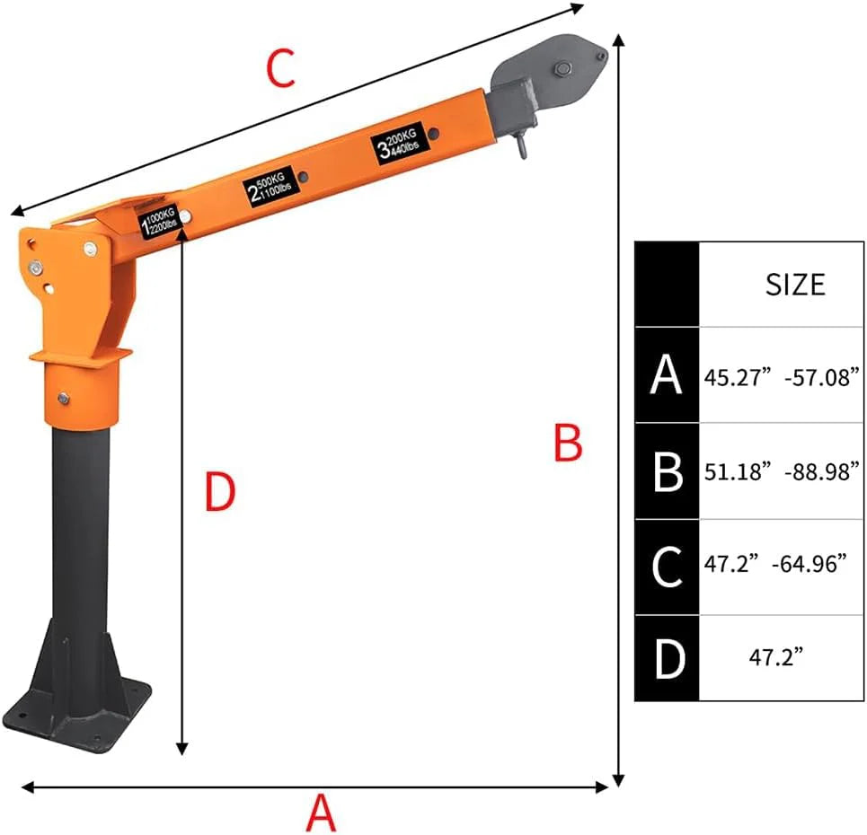 1100LB Folding Dismountable Household Hoist Truck Crane with Electric Hoist (110V) - 880LB Pulling Force, Jib Cranes for Factory, Warehouse,…