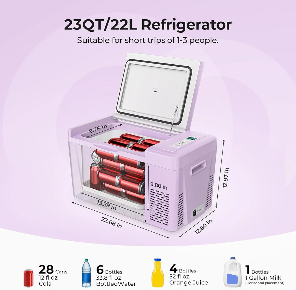 12 Volt Refrigerator 12V Car Fridge 23 quart Portable Freezer Compressor Cooler 12/24V Dc 110~240 Volt AC for Truck Van RV Camper Suv Travel…