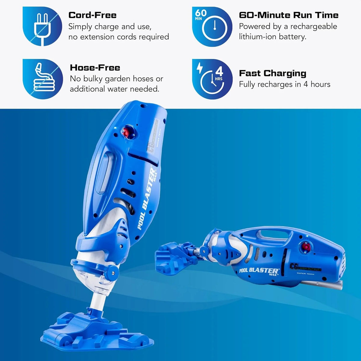 Cordless Pool Vacuum for Deep Cleaning & Strong Suction, Handheld Rechargeable Swimming Pool Cleaner for Inground and Above Ground Pools,…